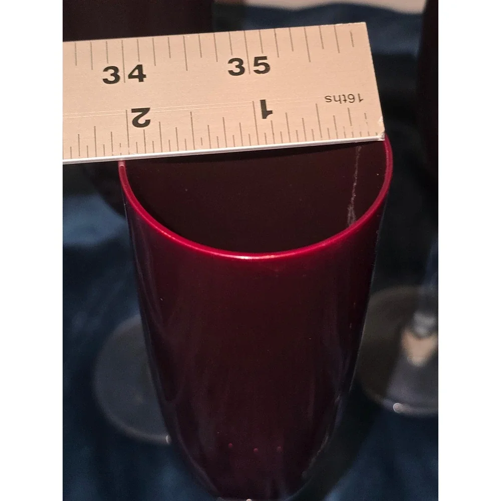 Lenox Red Champagne Flutes Set of 4 Ruby Glass Toasting Stems 10.5 Inch